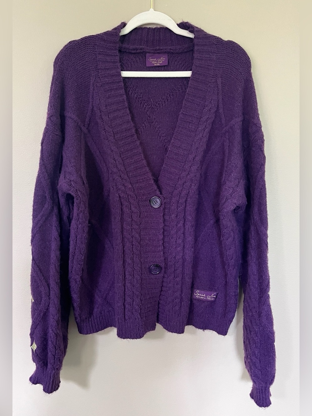 Taylor Swift Speak Now Taylor’s Version purple cable knit cardigan size XL/2X